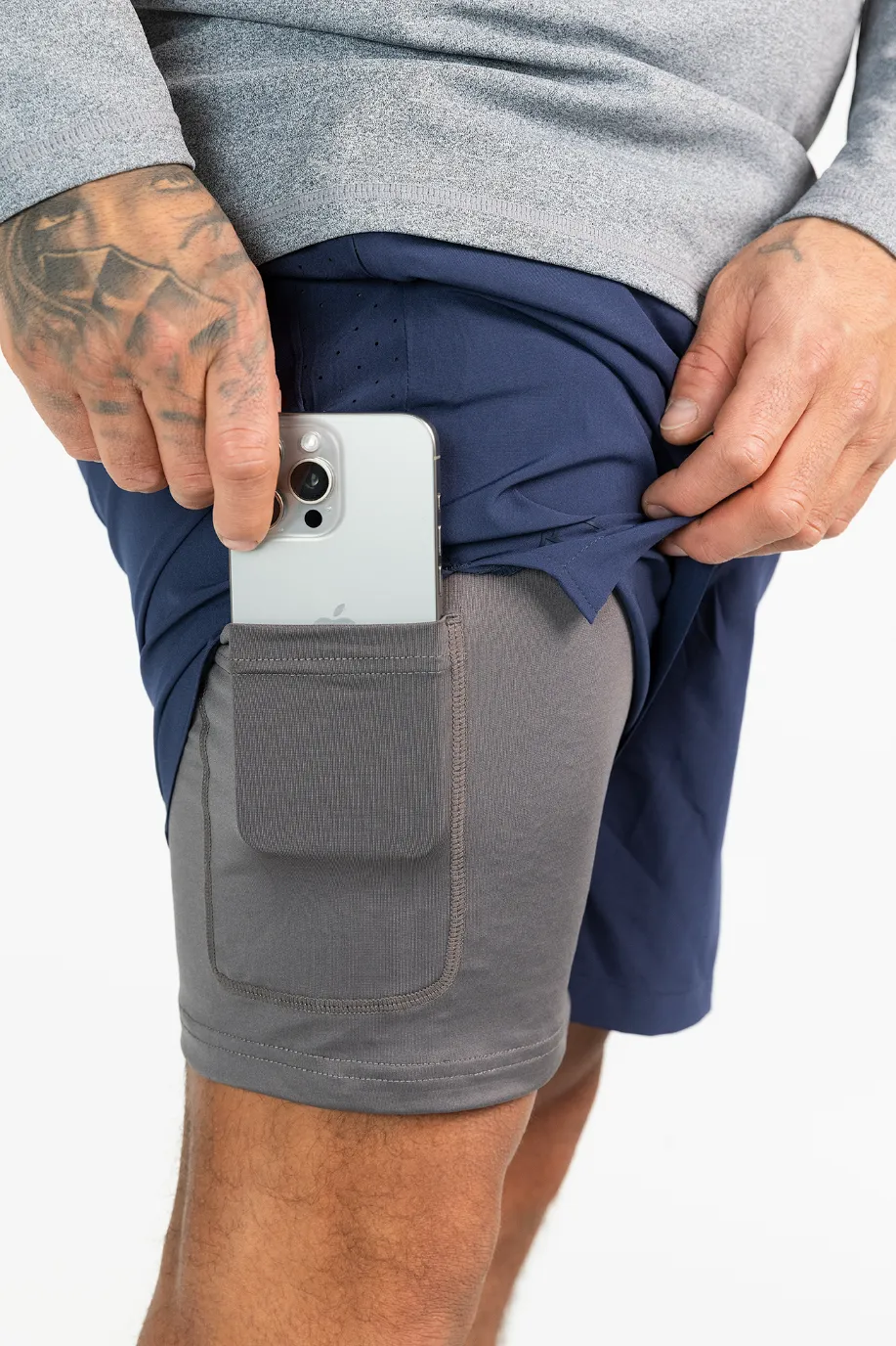 Active Man Running Shorts - Mørk blå / grå - Image 4