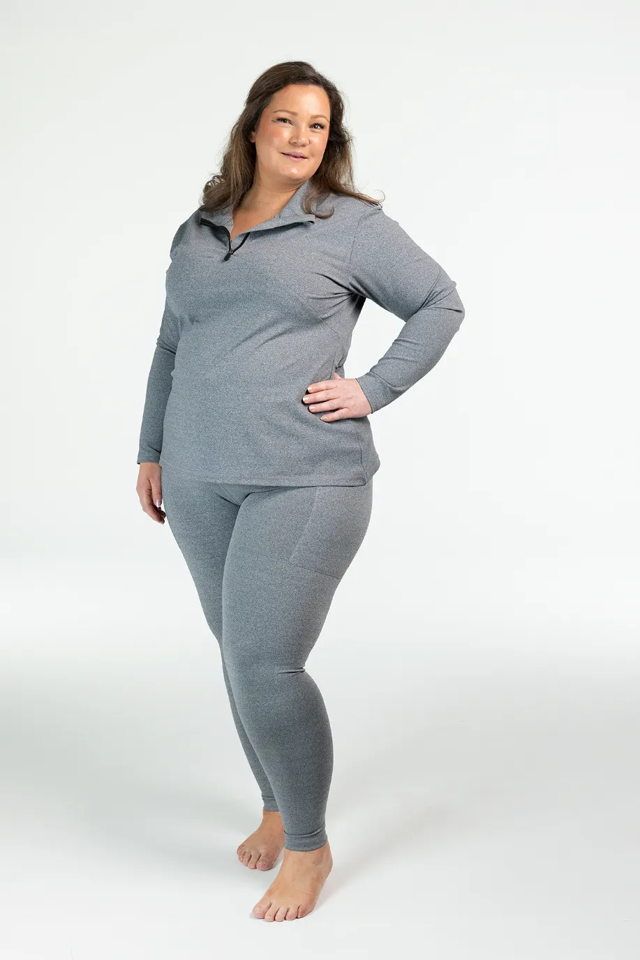 Active melert half-zip dame - Grå - Image 8
