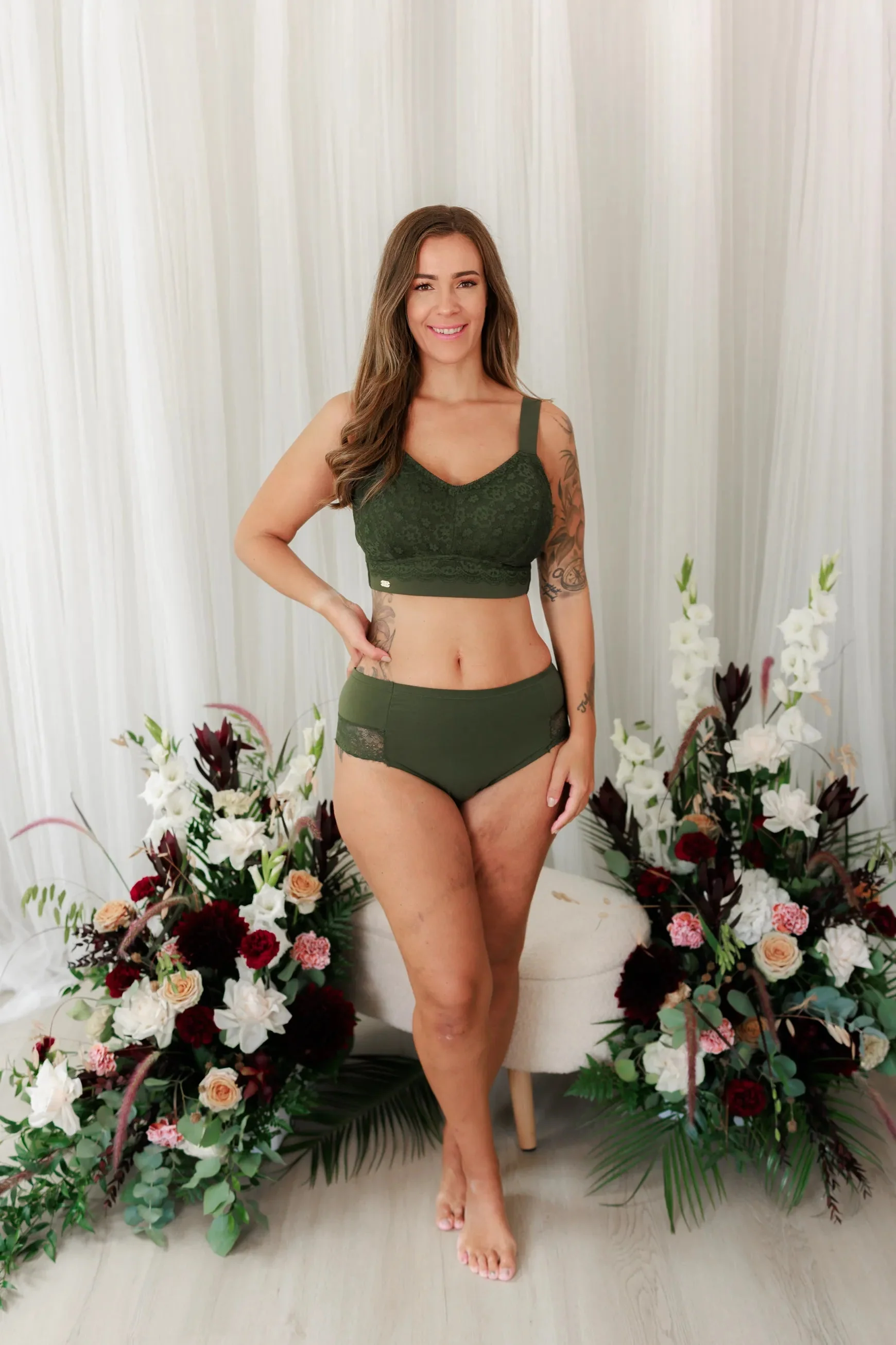 Aline Flower Big Cup BH - Mørk grønn - Image 10