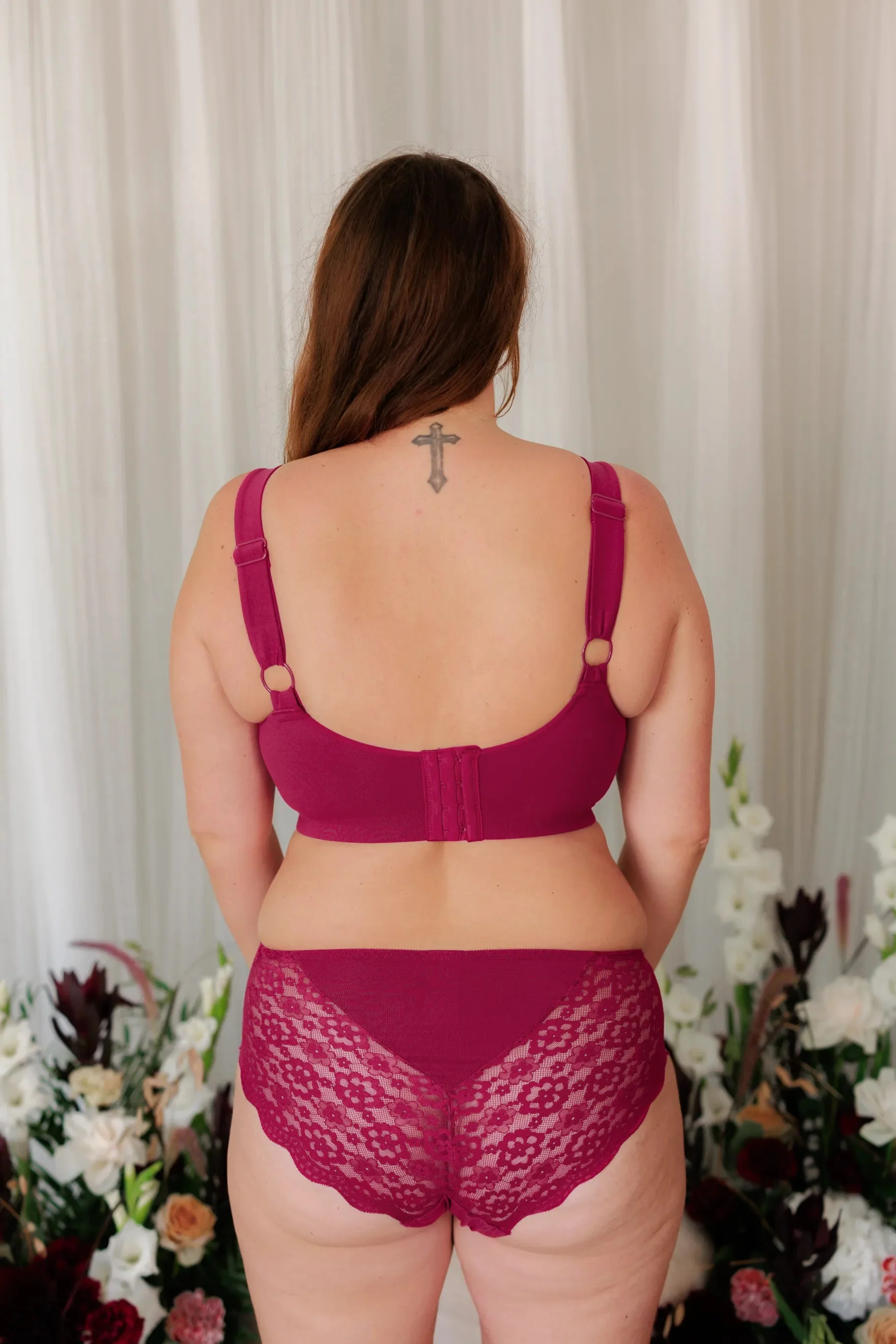 Aline Flower Big Cup BH - Mørk rød - Image 19