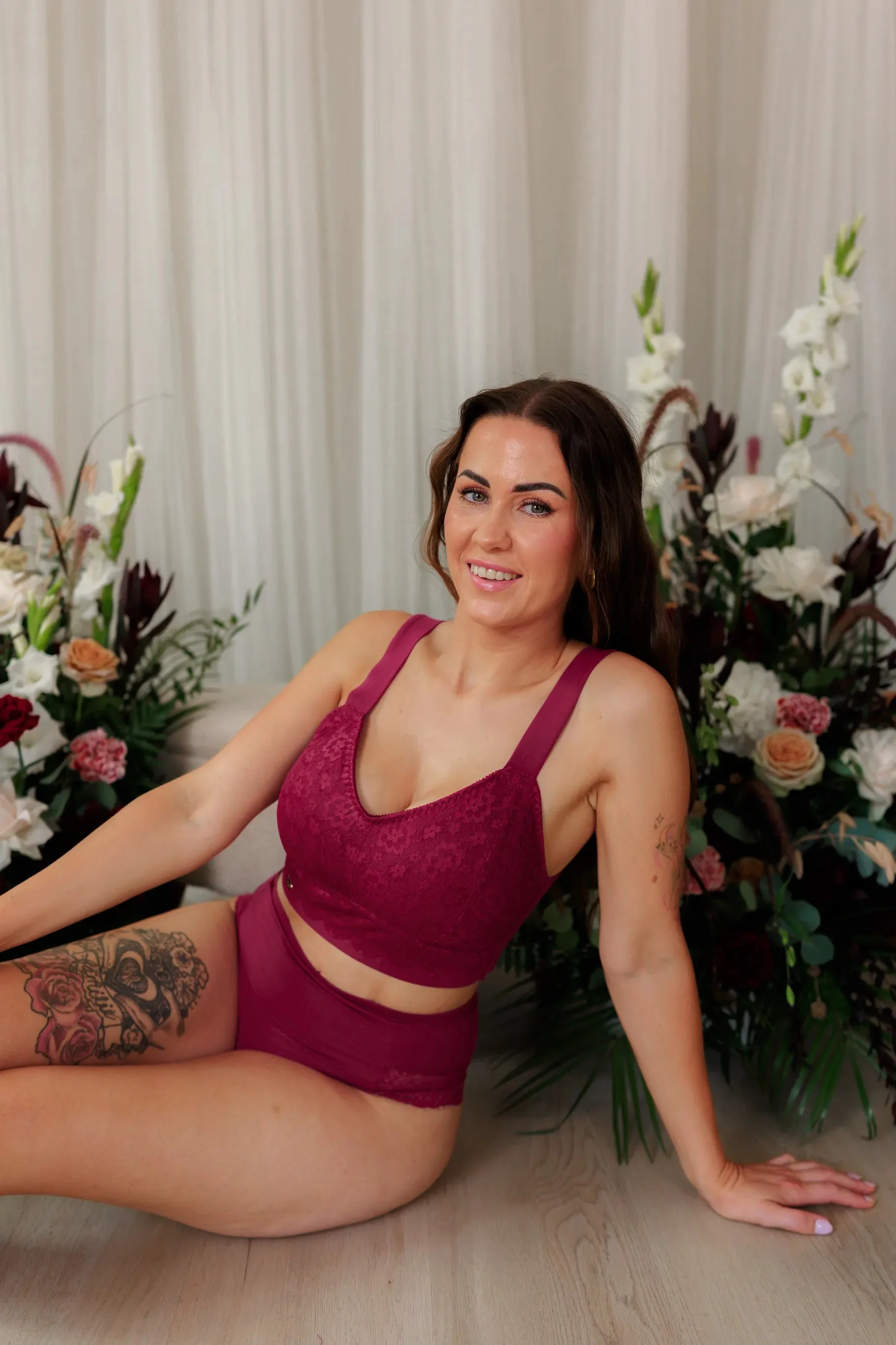 Aline Flower Big Cup BH - Mørk rød - Image 8