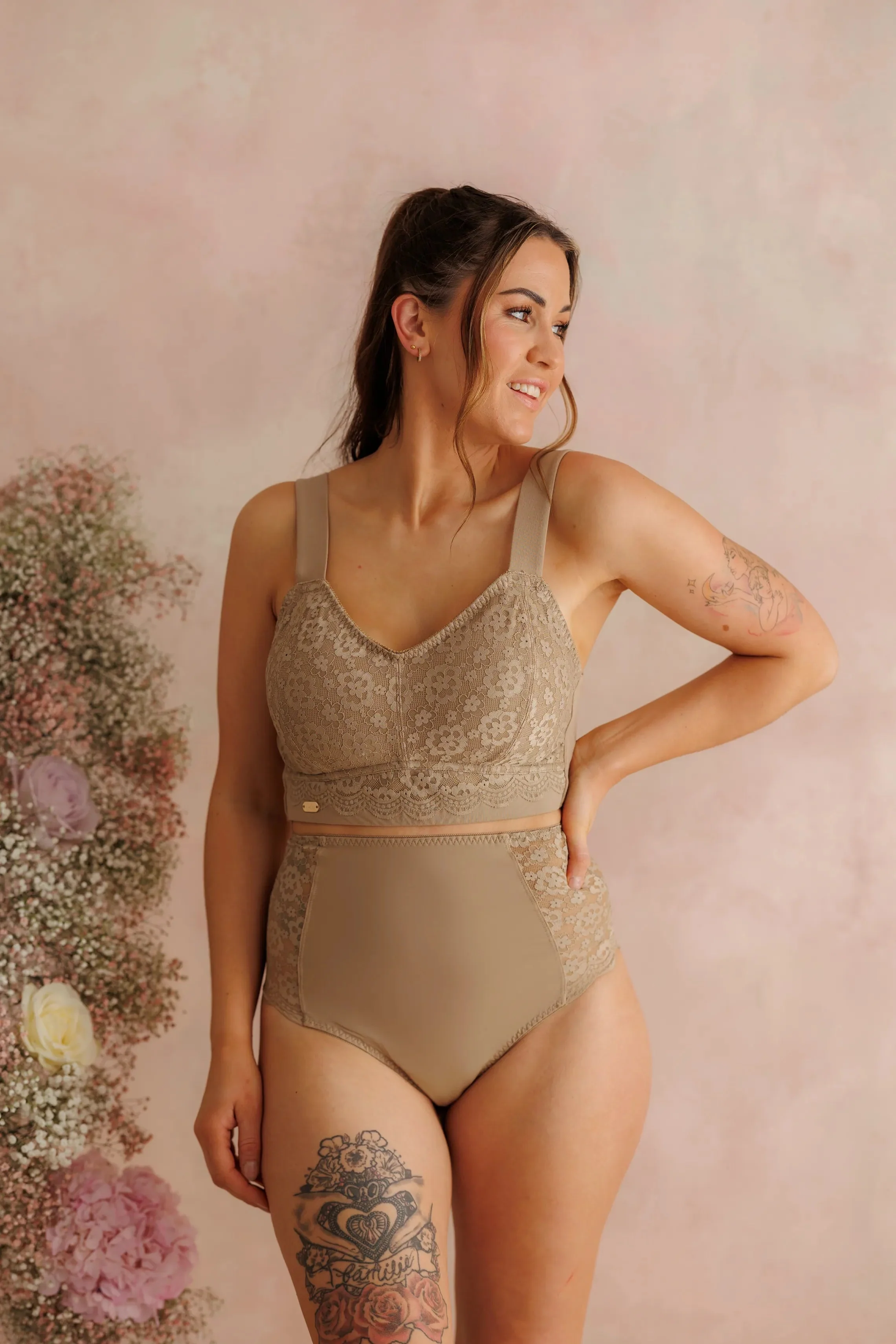 Aline Flower Bra Big Cup - Silver Mink - Image 3