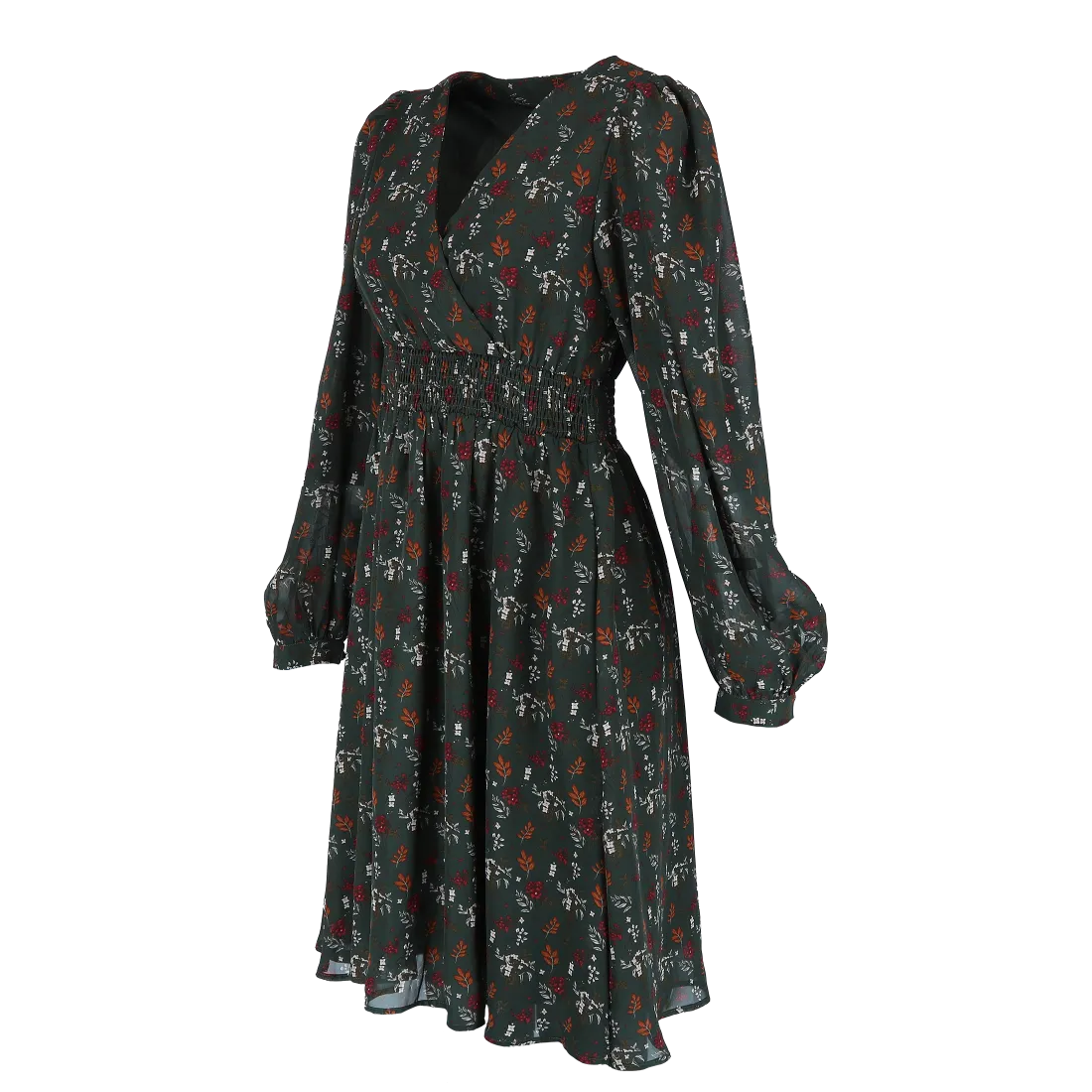 Belle chiffon kjole - Mørk grønn - Image 10