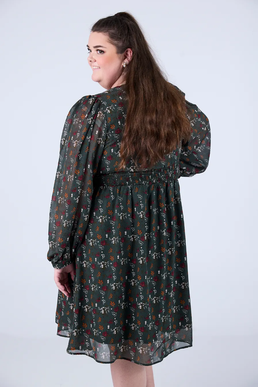 Belle chiffon kjole - Mørk grønn - Image 3