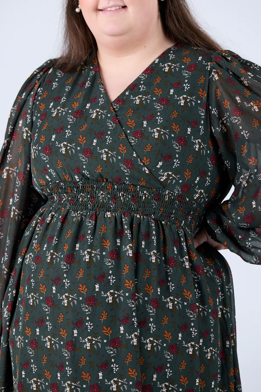 Belle chiffon kjole - Mørk grønn - Image 4