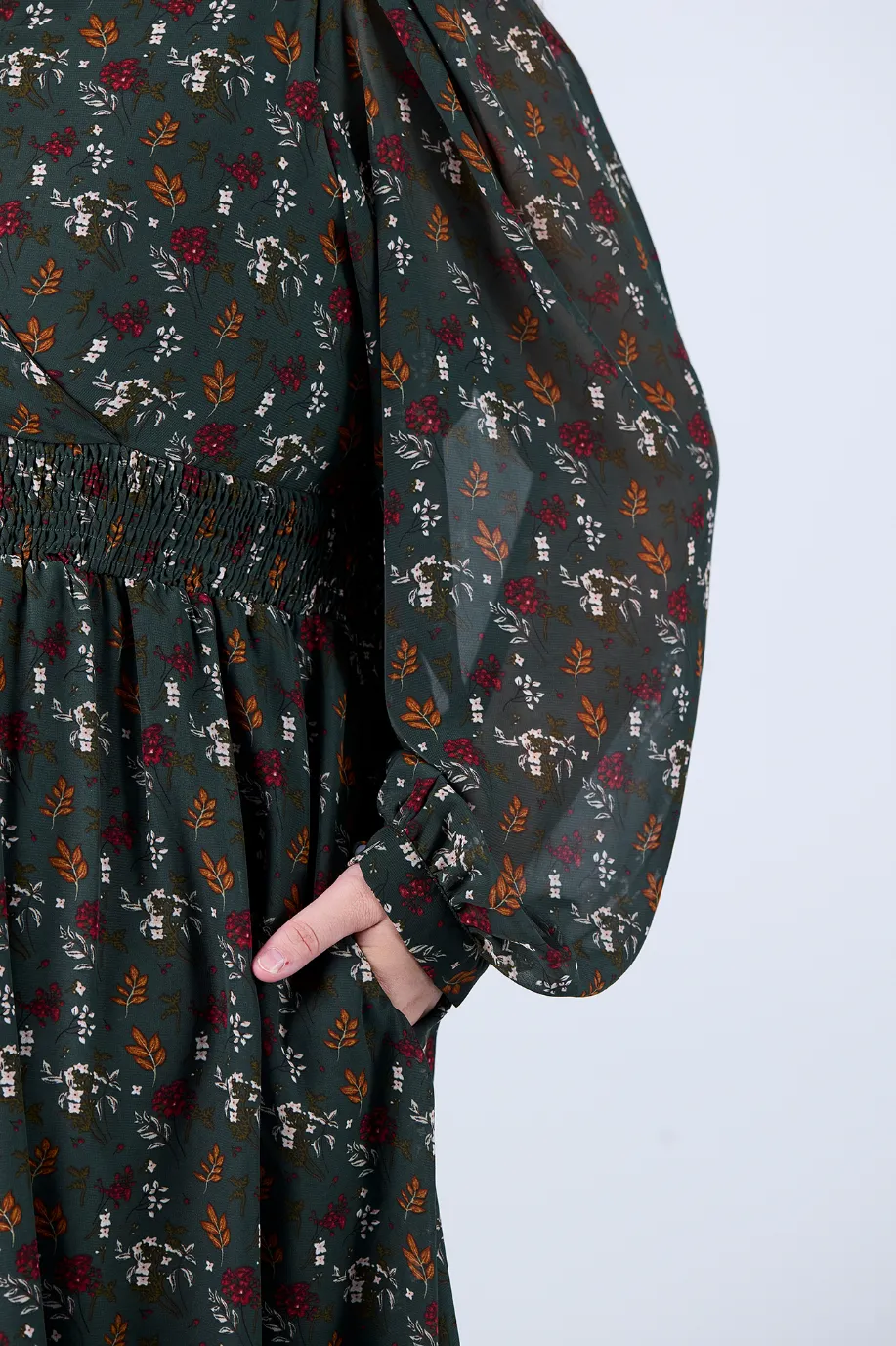 Belle chiffon kjole - Mørk grønn - Image 5