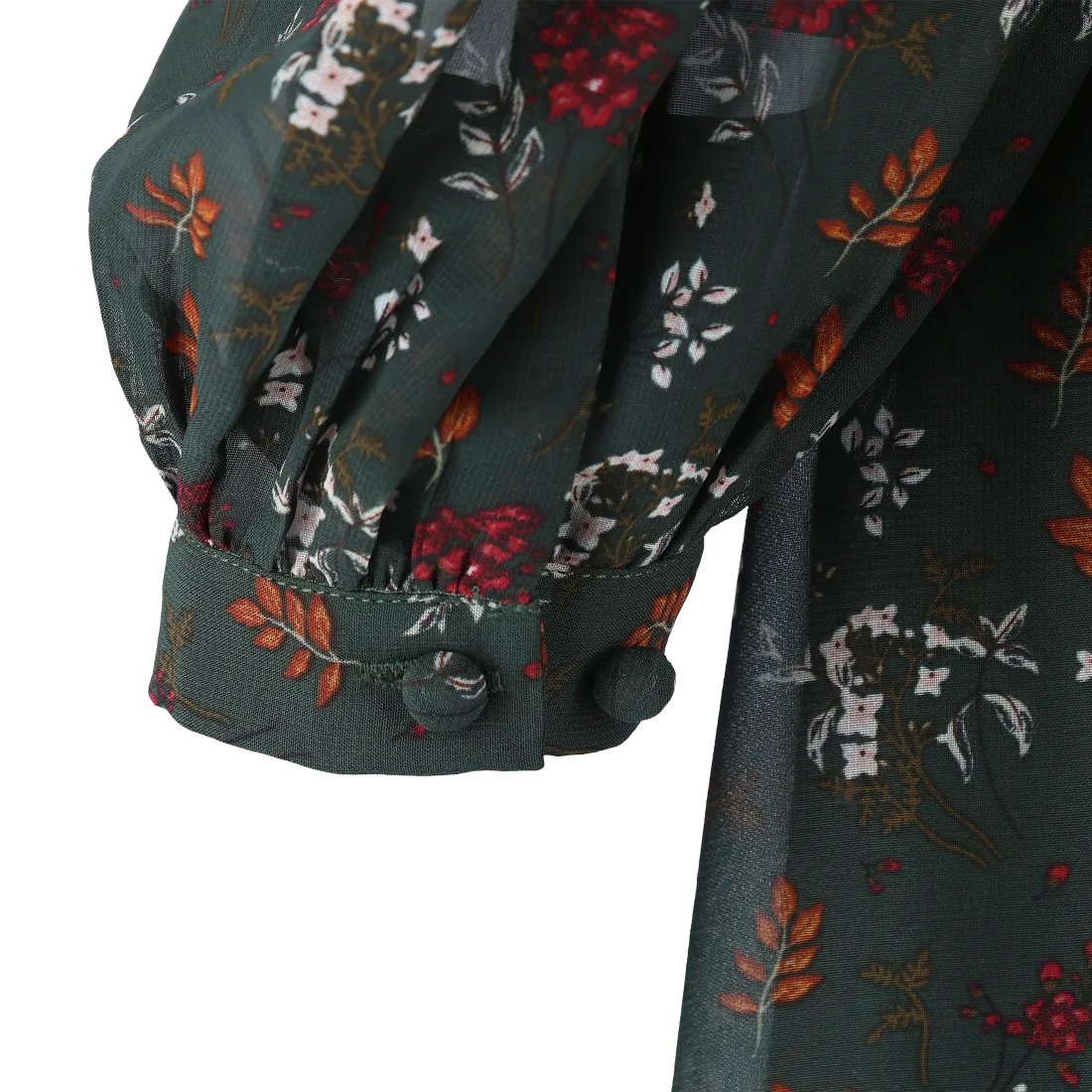 Belle chiffon maxikjole - Mørk grønn - Image 9