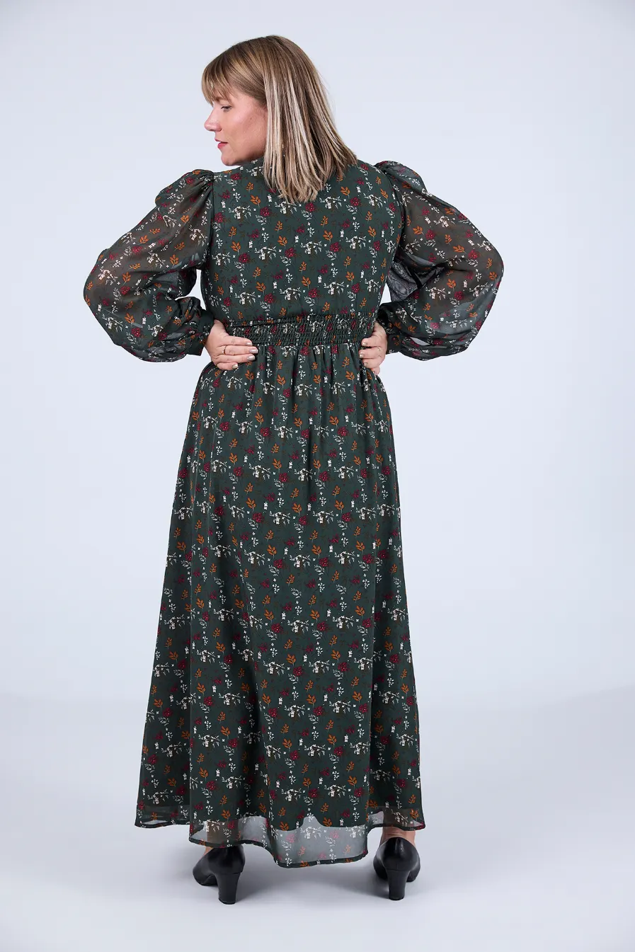 Belle chiffon maxikjole - Mørk grønn - Image 3