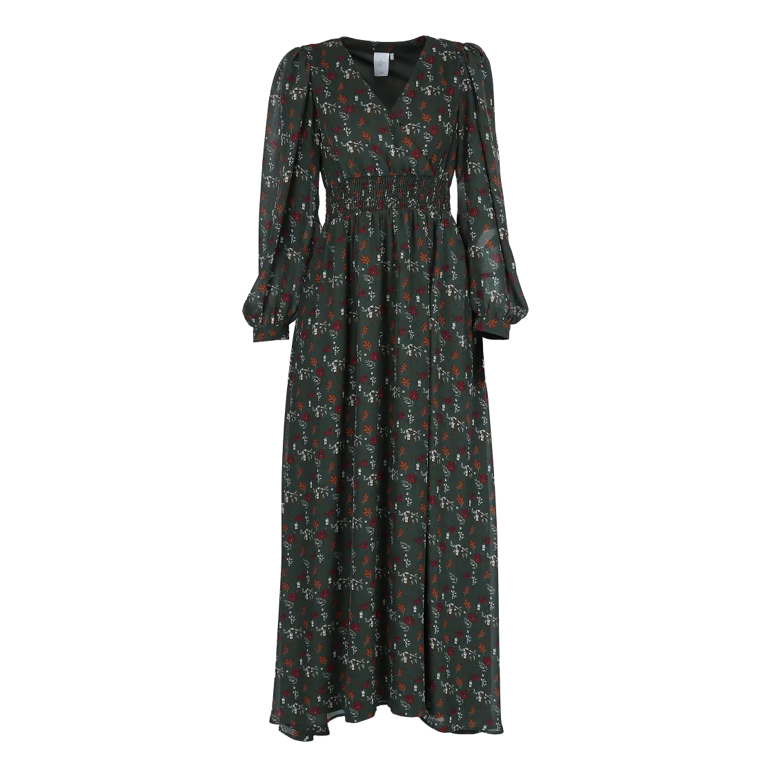 Belle chiffon maxikjole - Mørk grønn - Image 7