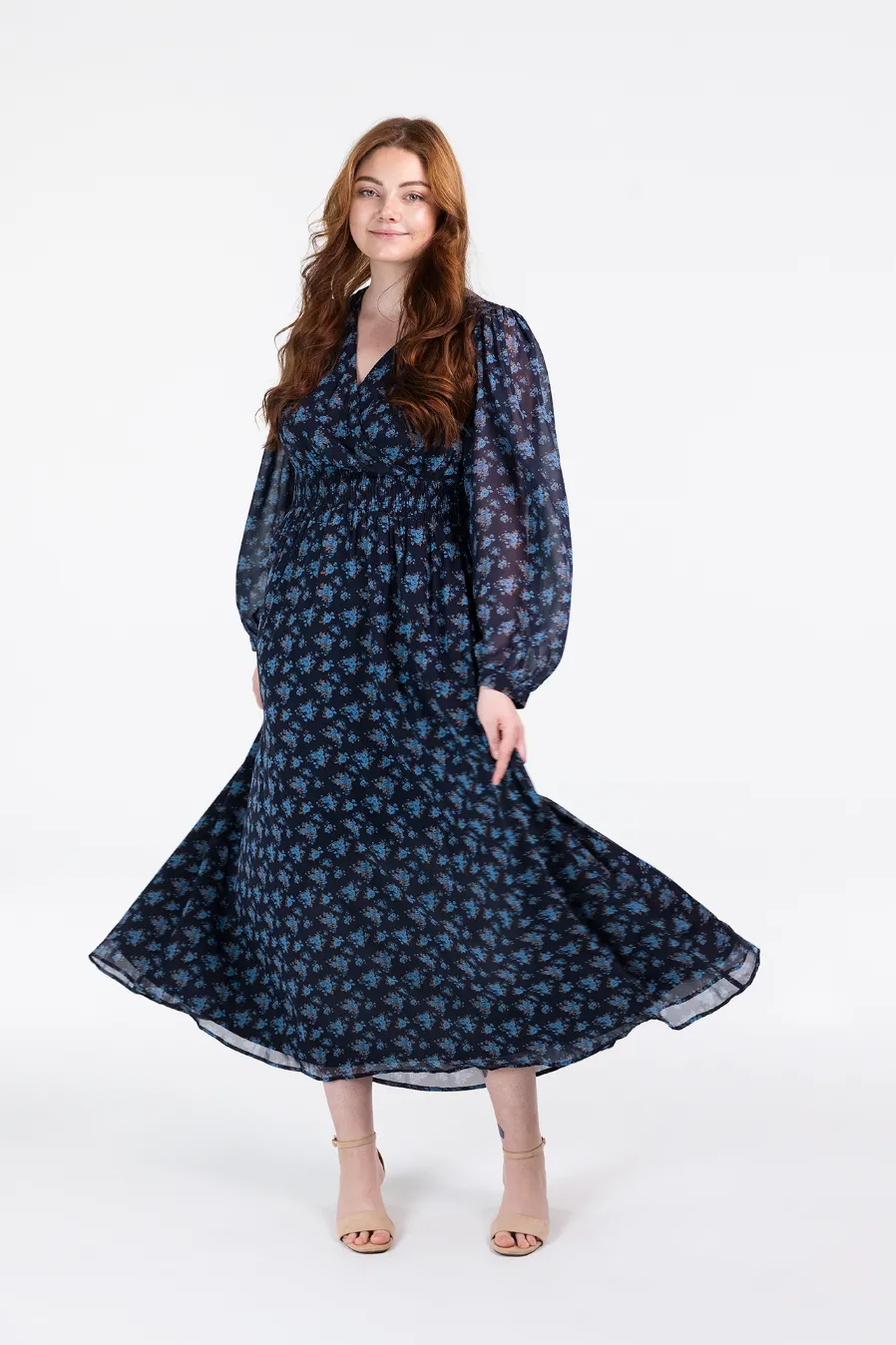 Belle chiffon maxikjole - Mørk blå - Image 3