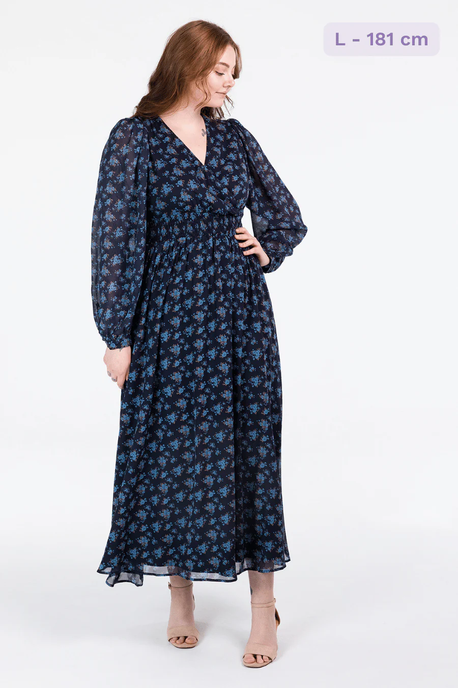 Belle chiffon maxikjole - Mørk blå - Image 4