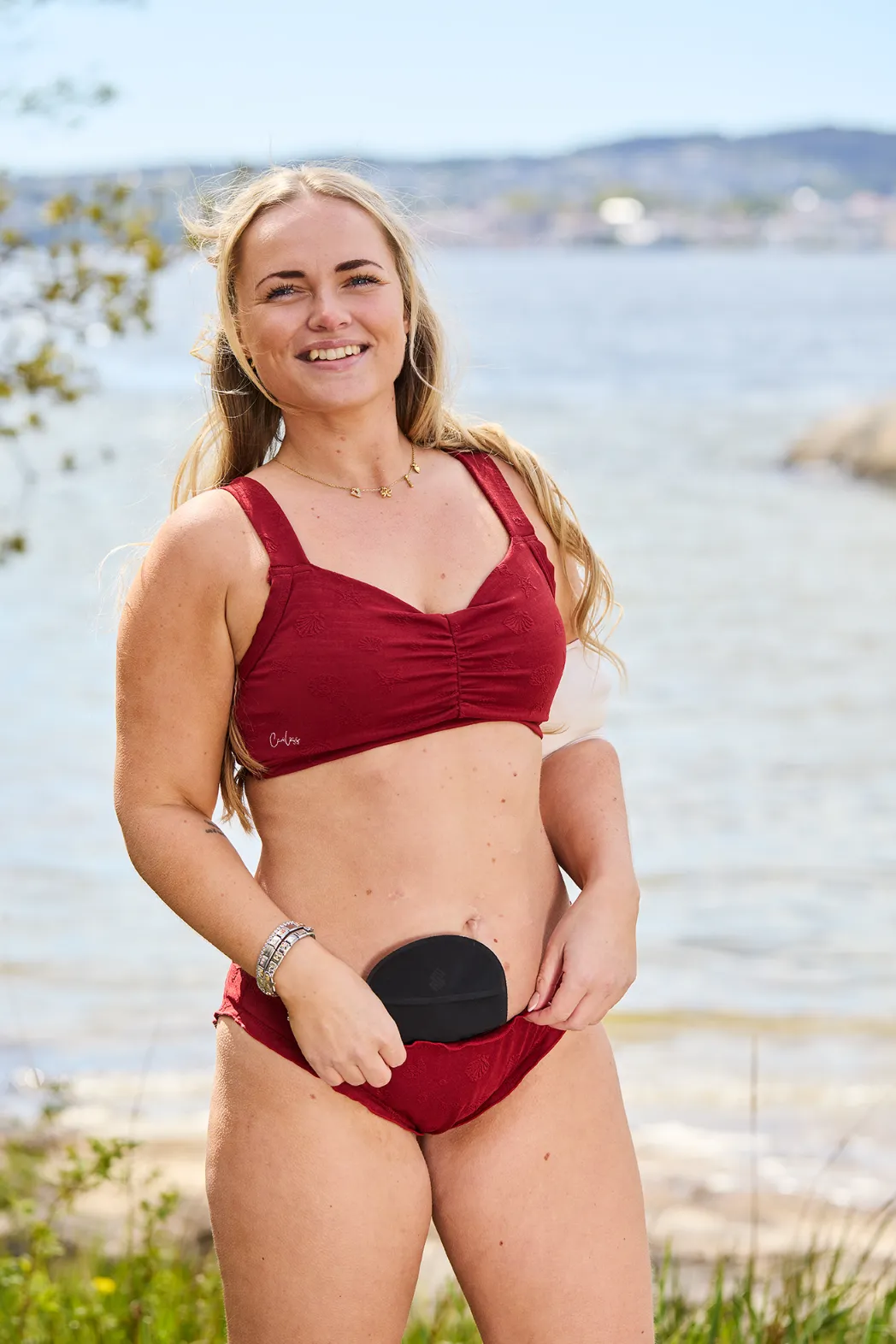 Fiji bikinitopp tekstur - Mørk rød - Image 4