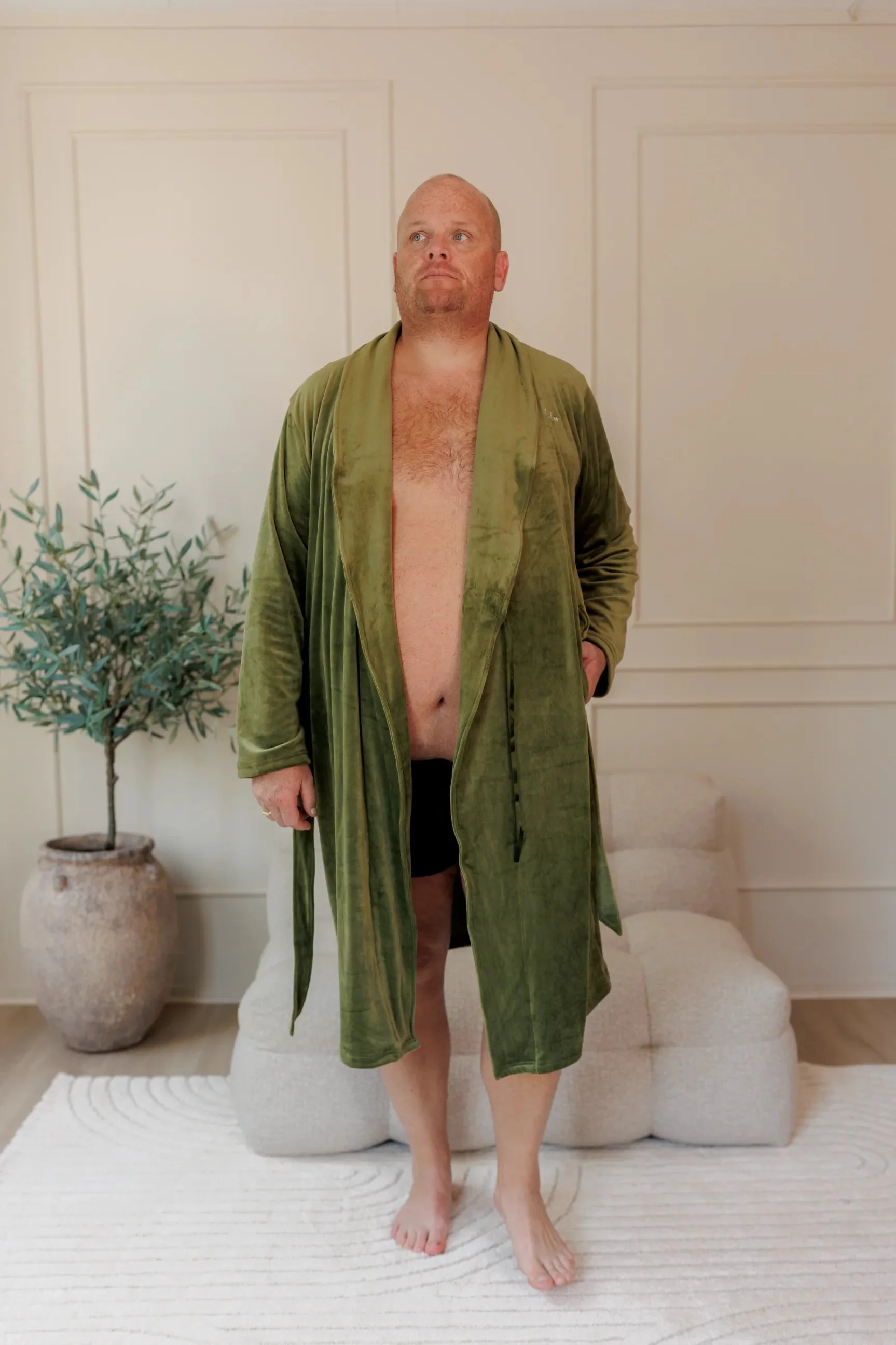 Fluffy Morgenkåpe mann - Mørk grønn - Image 14
