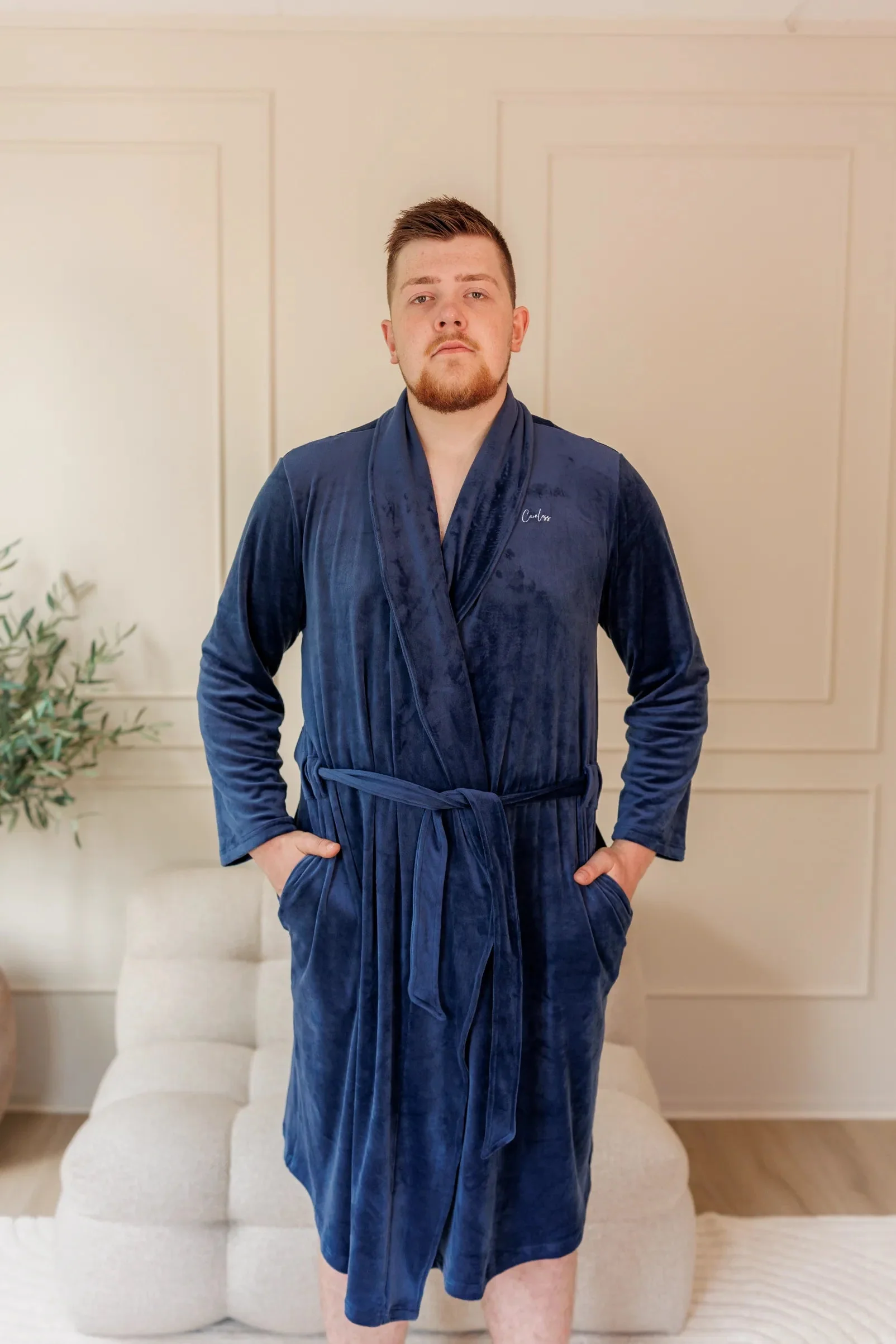 Fluffy Morgenkåpe mann - Mørk blå - Image 6