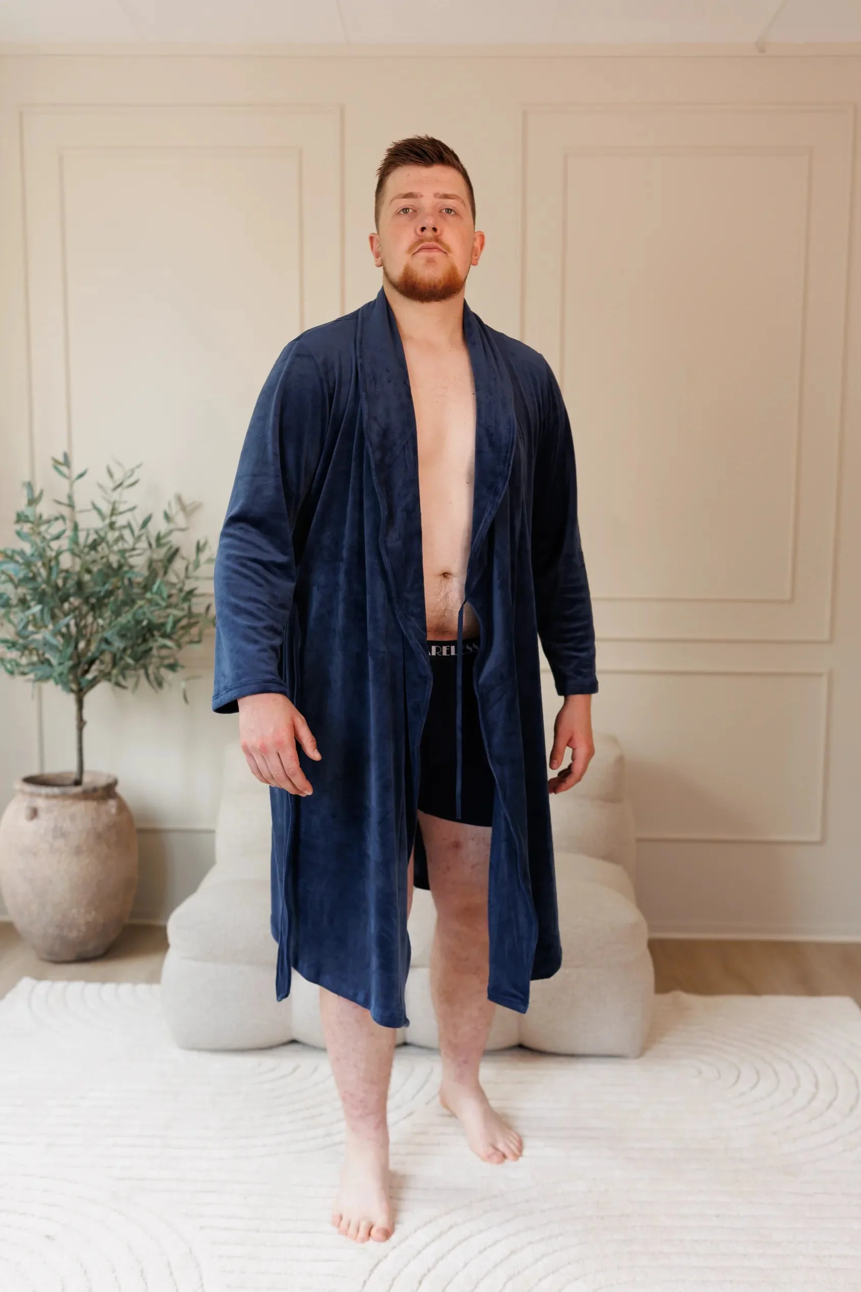 Fluffy Morgenkåpe mann - Mørk blå - Image 7