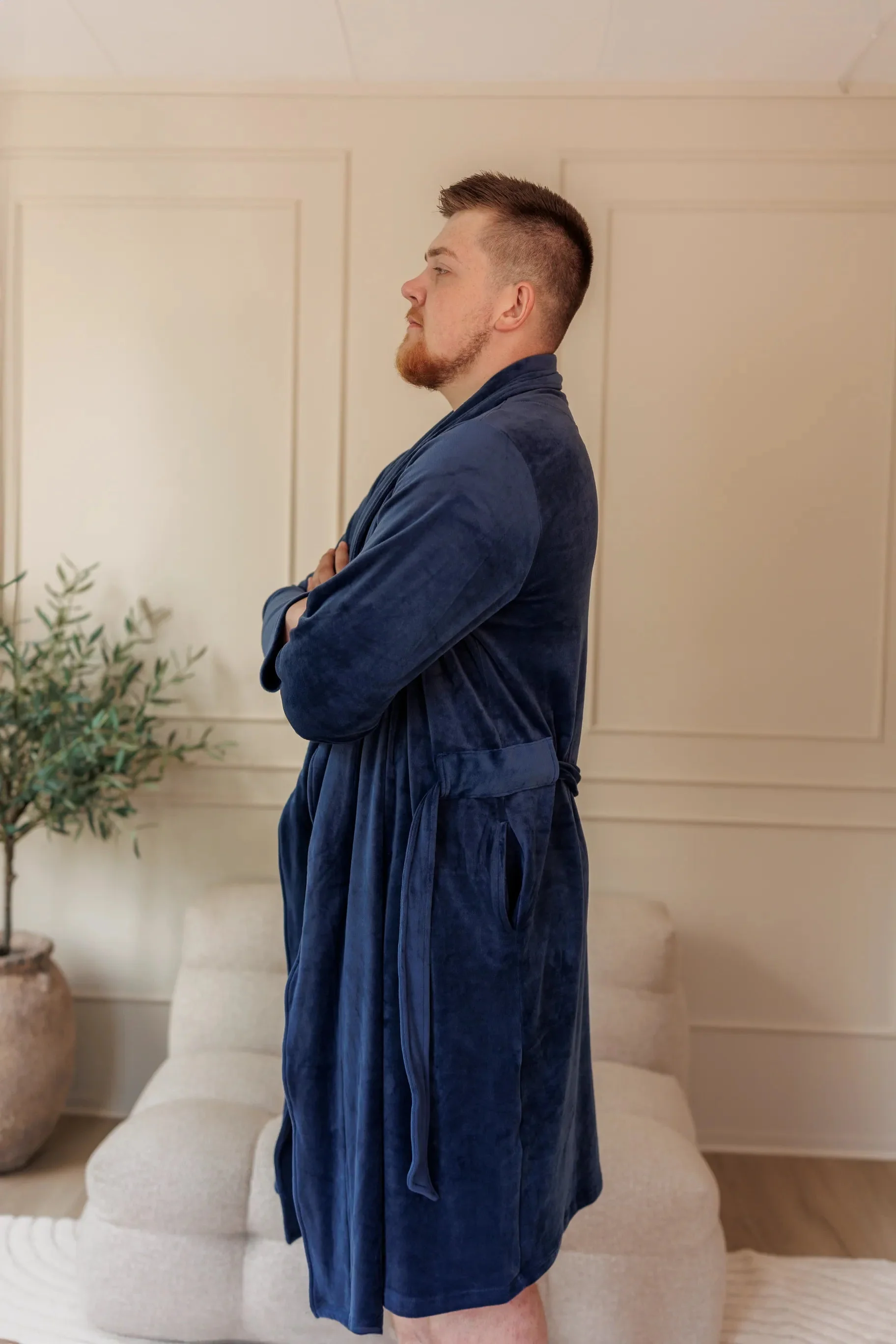 Fluffy Morgenkåpe mann - Mørk blå - Image 8
