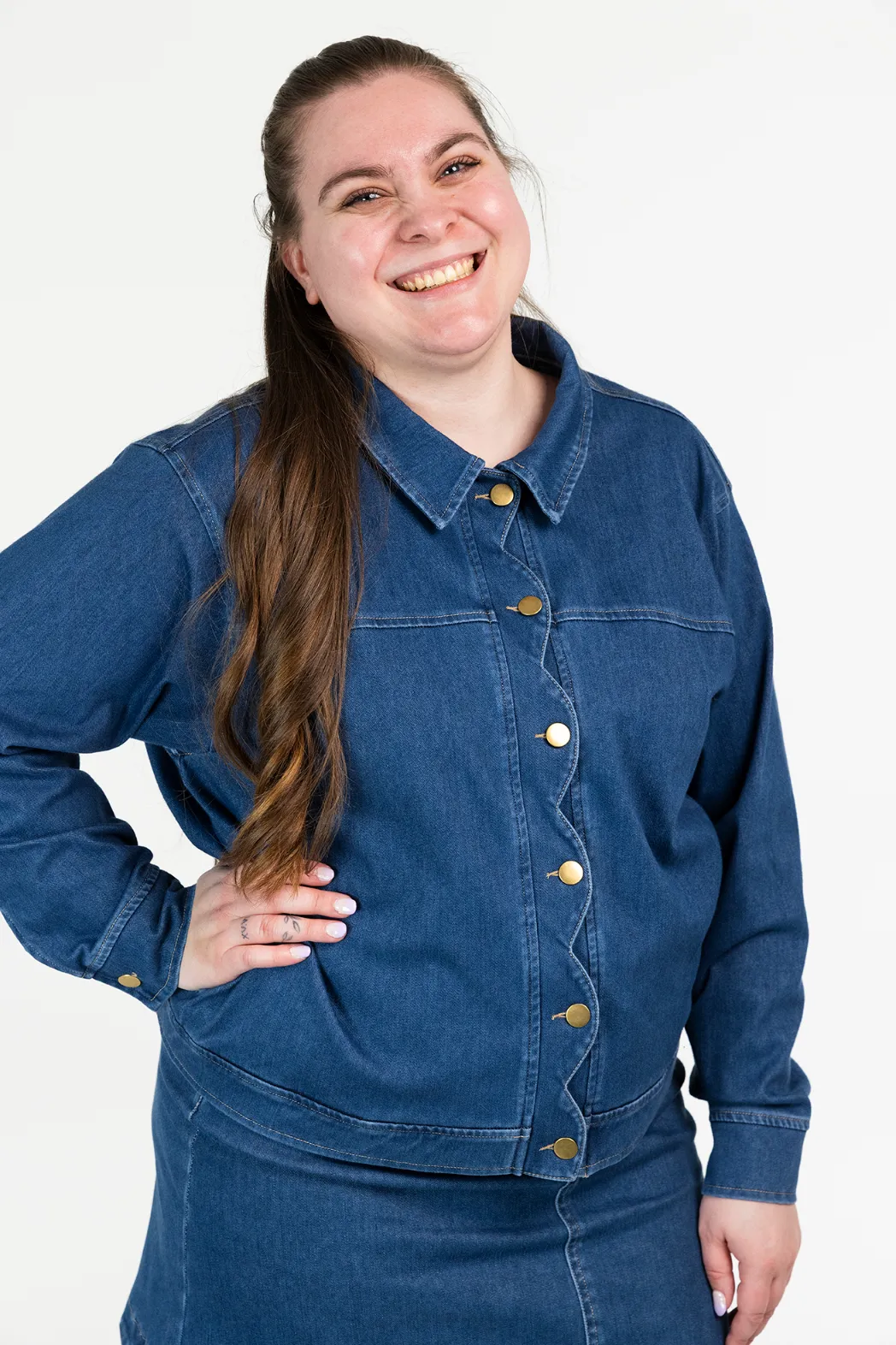 Frida stretch denimjakke - Mørk denimblå - Image 2