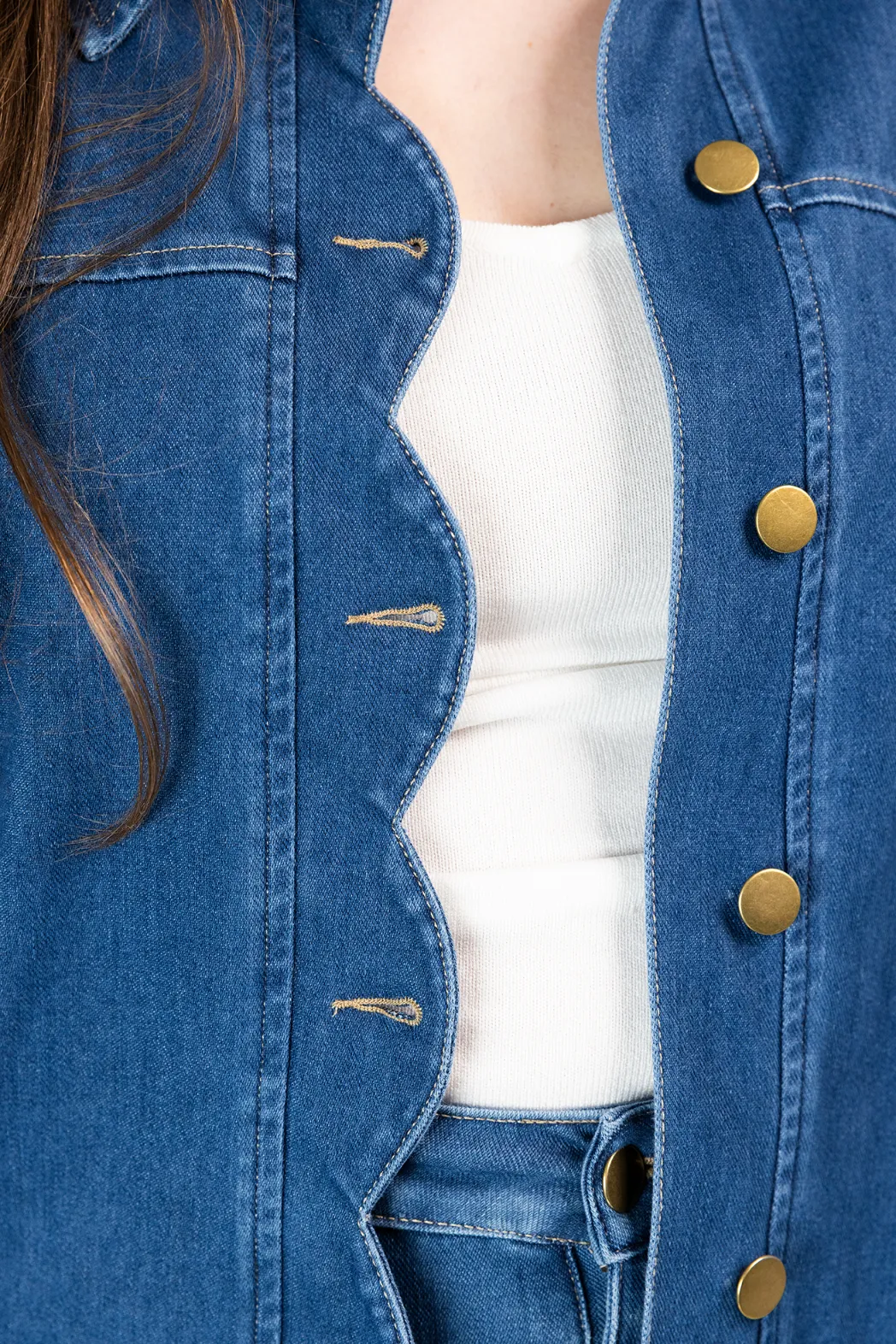 Frida stretch denimjakke - Mørk denimblå - Image 7