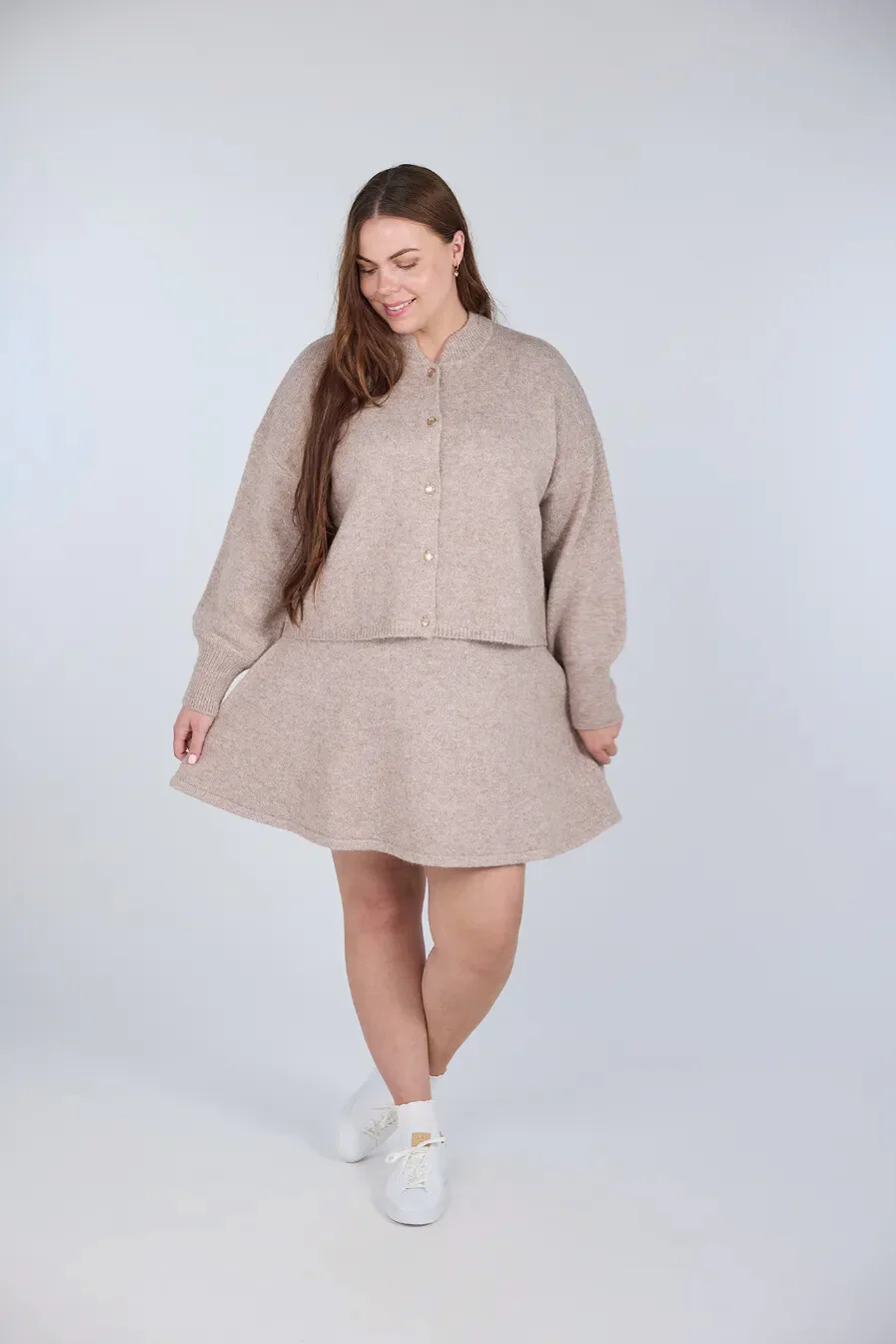 Kathrine Strikk A-Line Skjørt - Beige