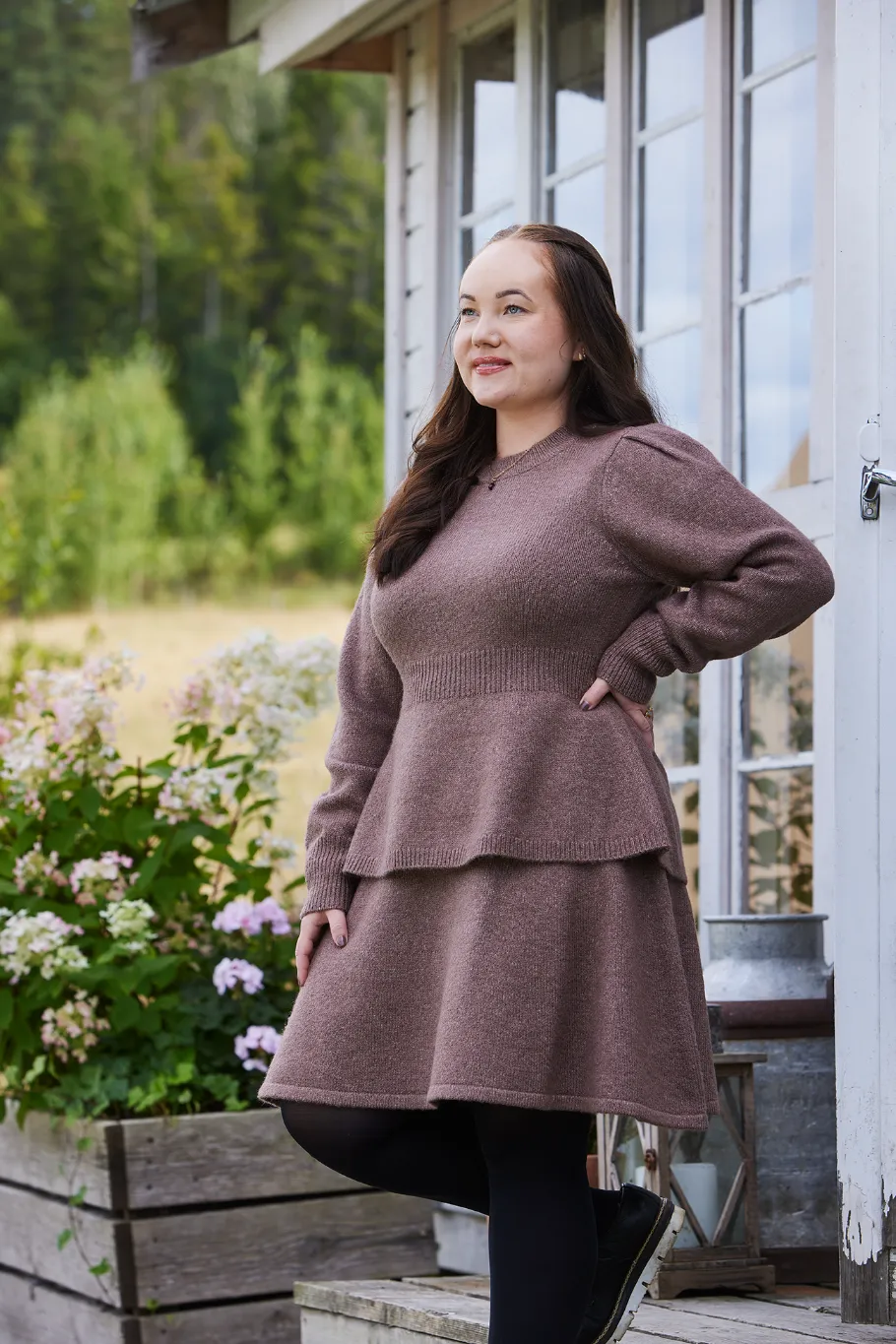 Kathrine Strikk A-Line Skjørt - Brun - Image 2