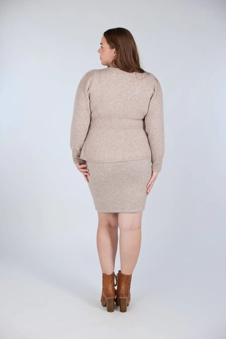 Kathrine Strikkegenser Peplum - Beige - Image 5
