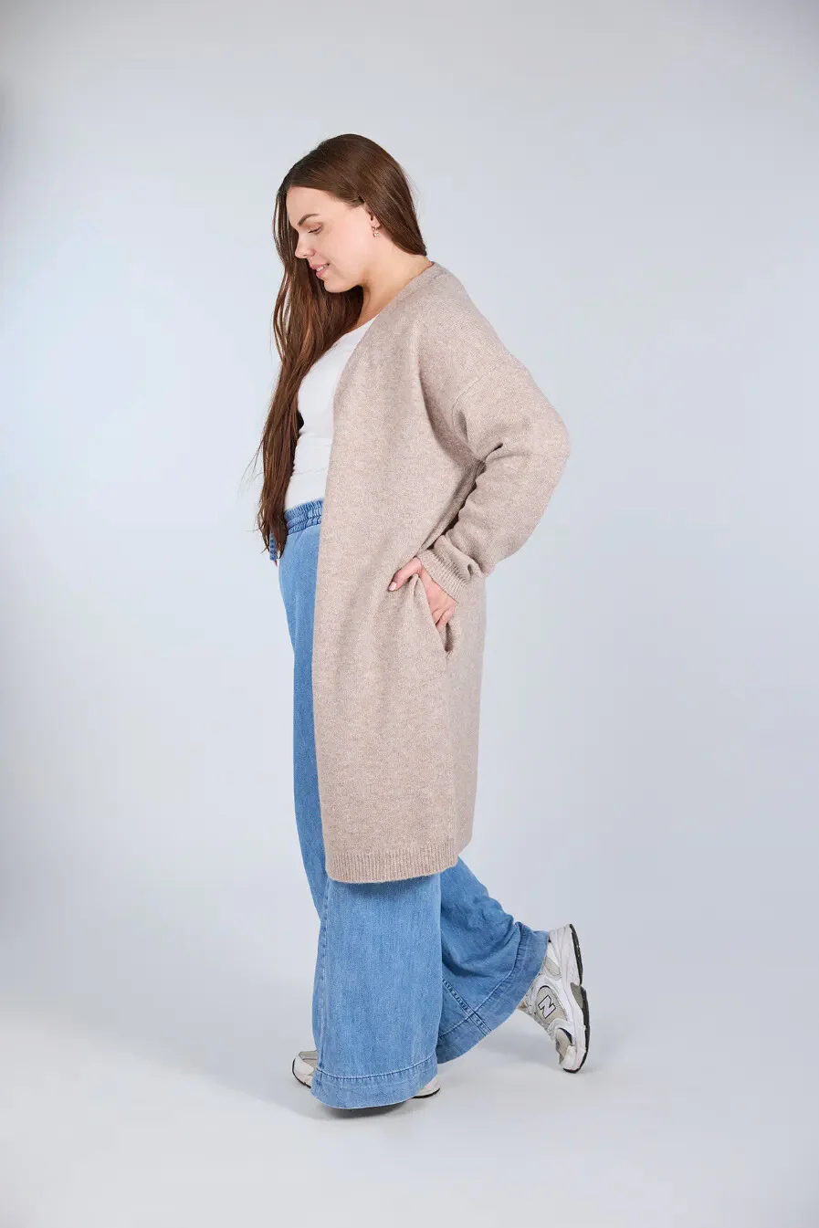 Kathrine Strikk Lang Cardigan - Beige