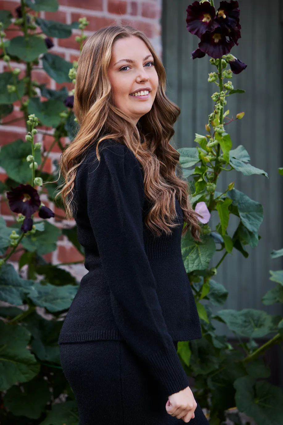 Kathrine Strikkegenser Peplum - Svart - Image 2