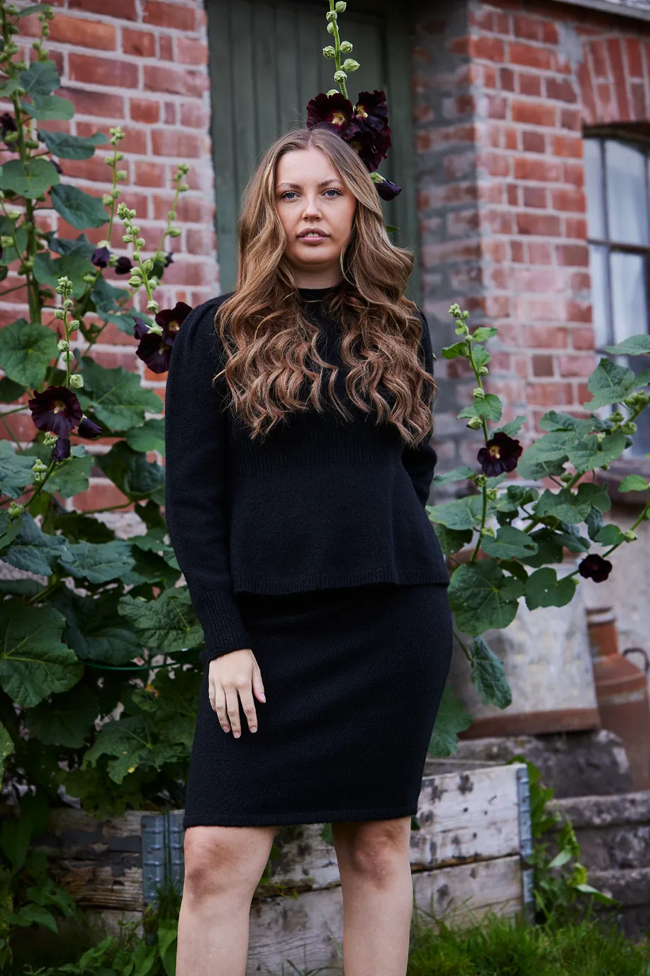 Kathrine Strikkegenser Peplum - Svart - Image 7