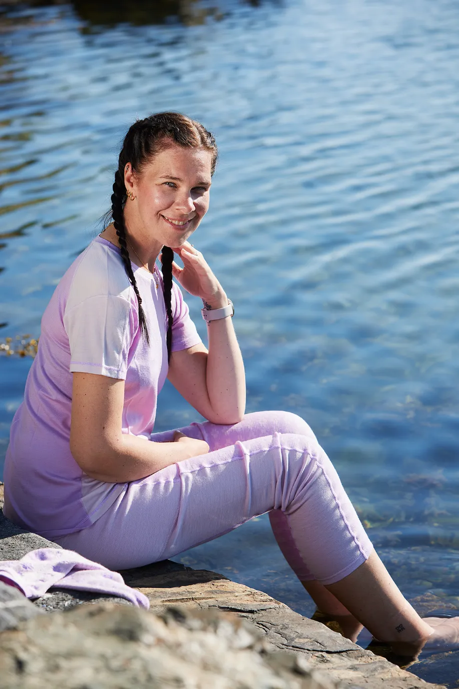 Lygna merinoull t-skjorte - Lilla - Image 3