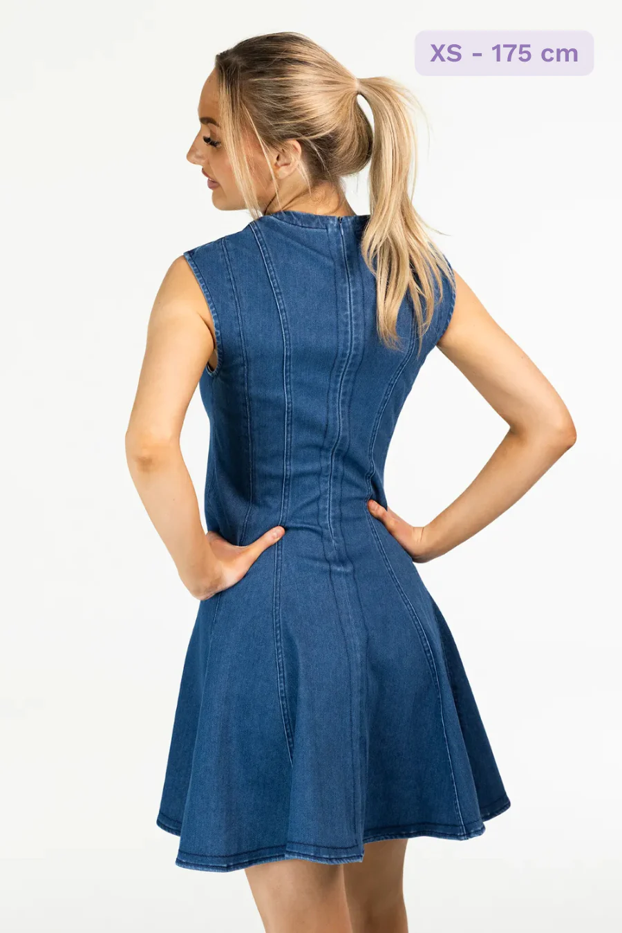 Mia stretch denimkjole - Mørk denimblå - Image 3