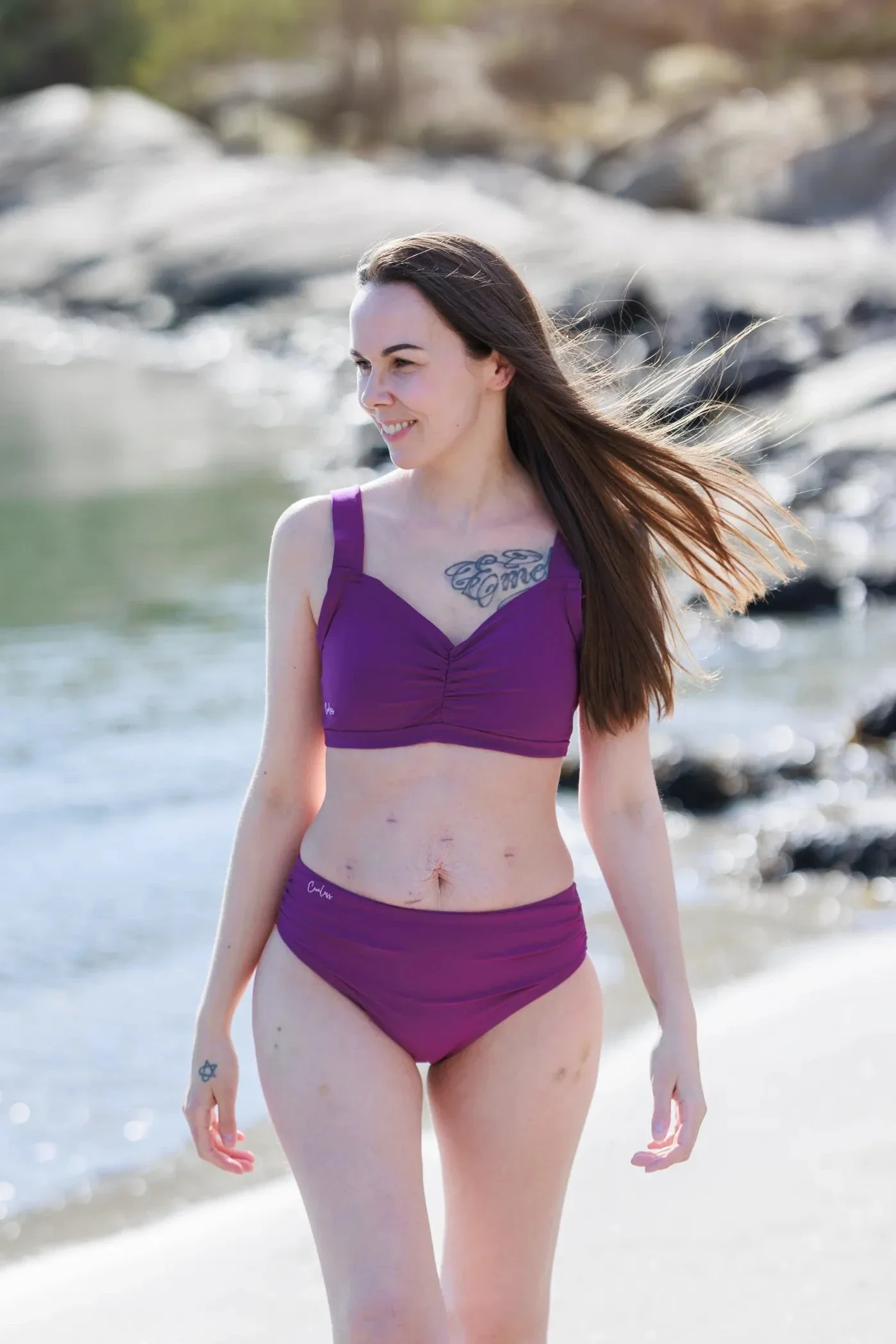 Mid waist bikinitruse - Mørkelilla - Image 10