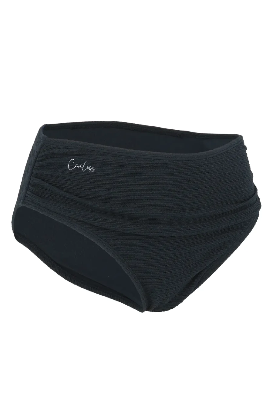 Mid waist bikinitruse tekstur - Svart