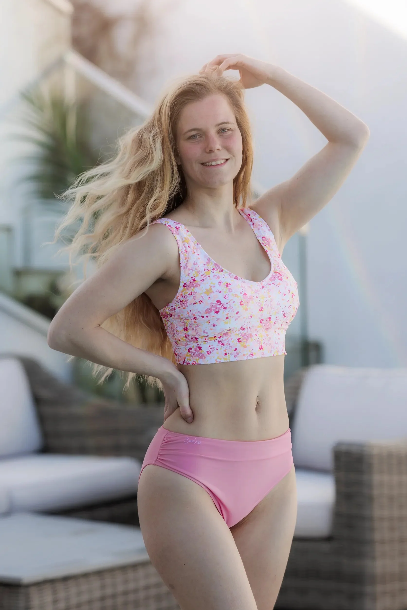 Mid Waist bikinitruse - Lyserosa - Image 13