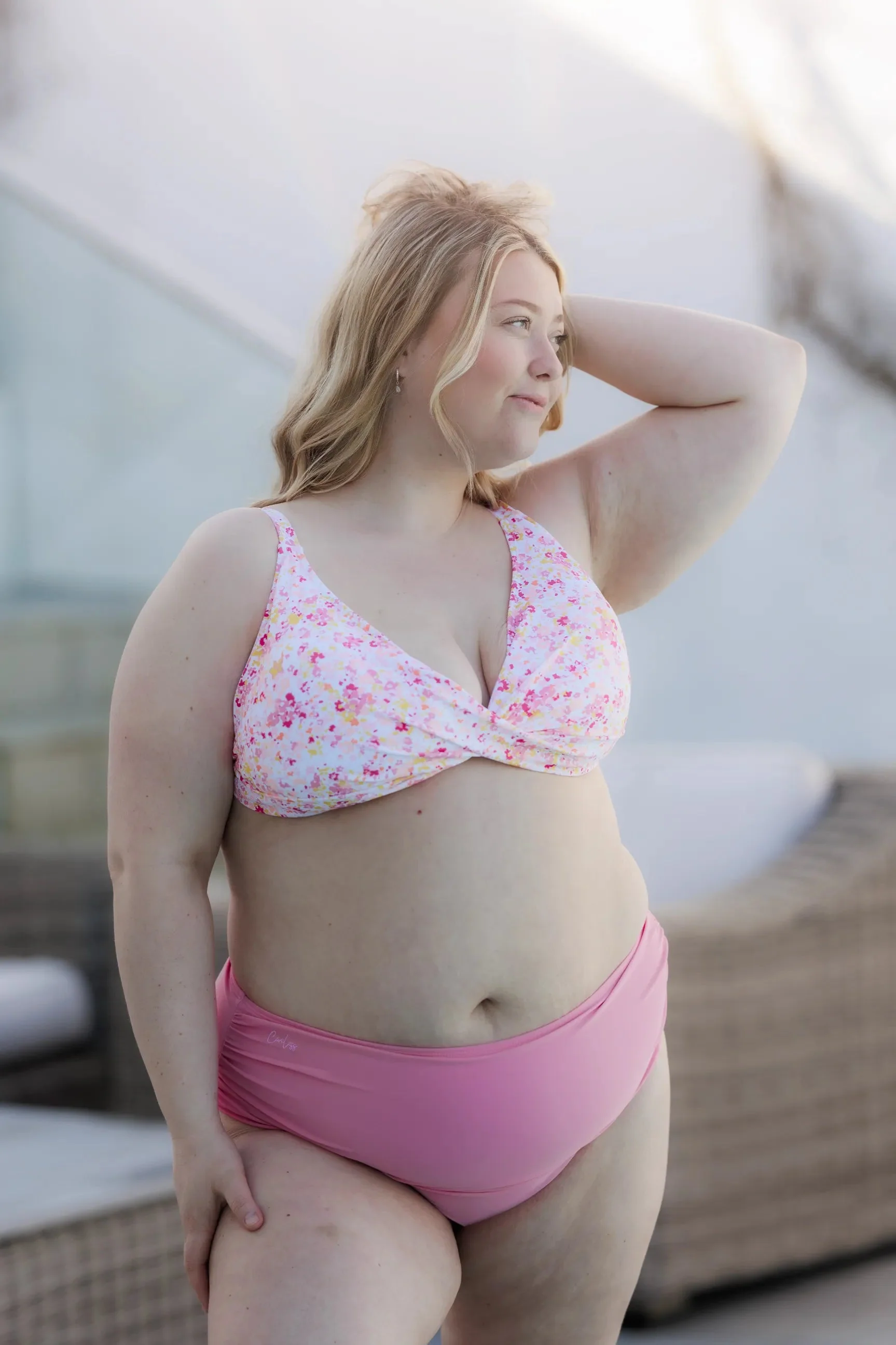 Mid Waist bikinitruse - Lyserosa - Image 28