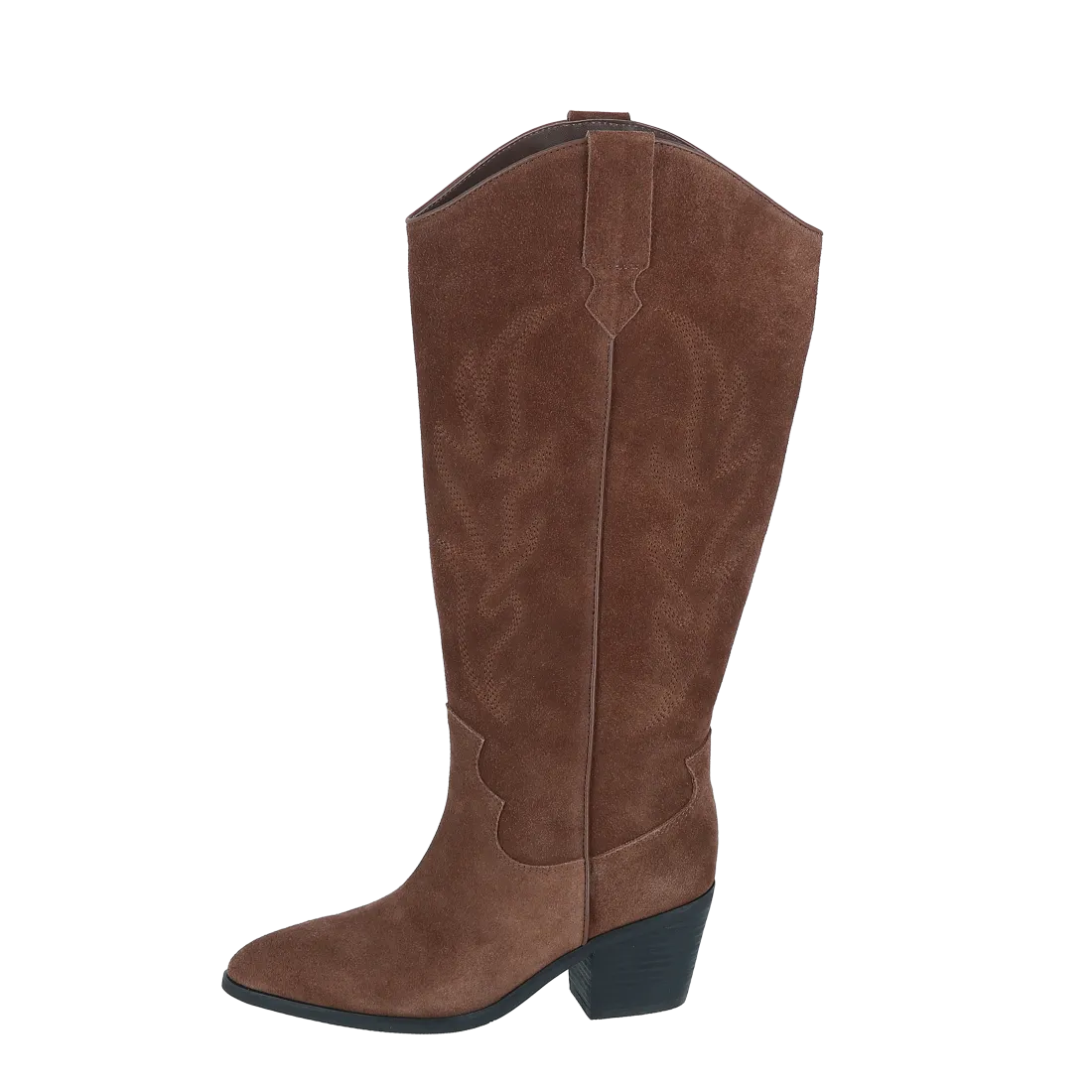 Boots i semsket skinn m/vid legg - Brun - Image 4